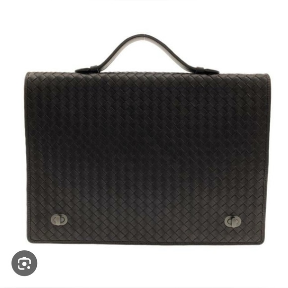 Bottega Veneta Dark Brown Woven Briefcase - Picture 1 of 16